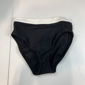 Mimi Flamingo Women's Swim Bikini Bottoms High Waist Two Tone Black White Trim 6